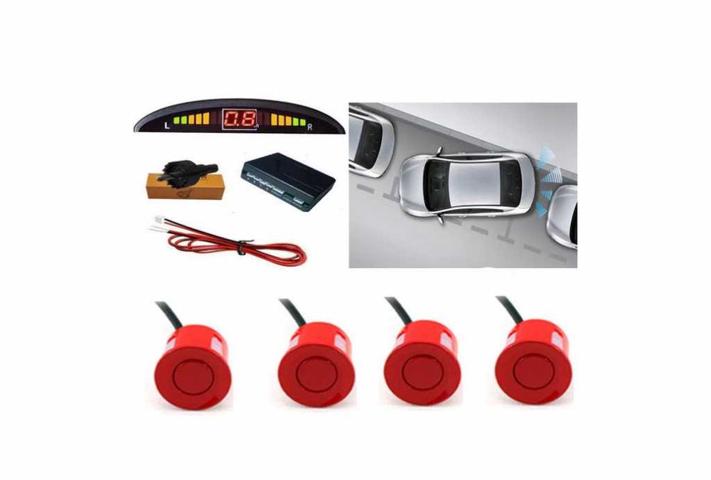 Парктроник с 4 сензора LED Display и звукова сигнализация - Червен