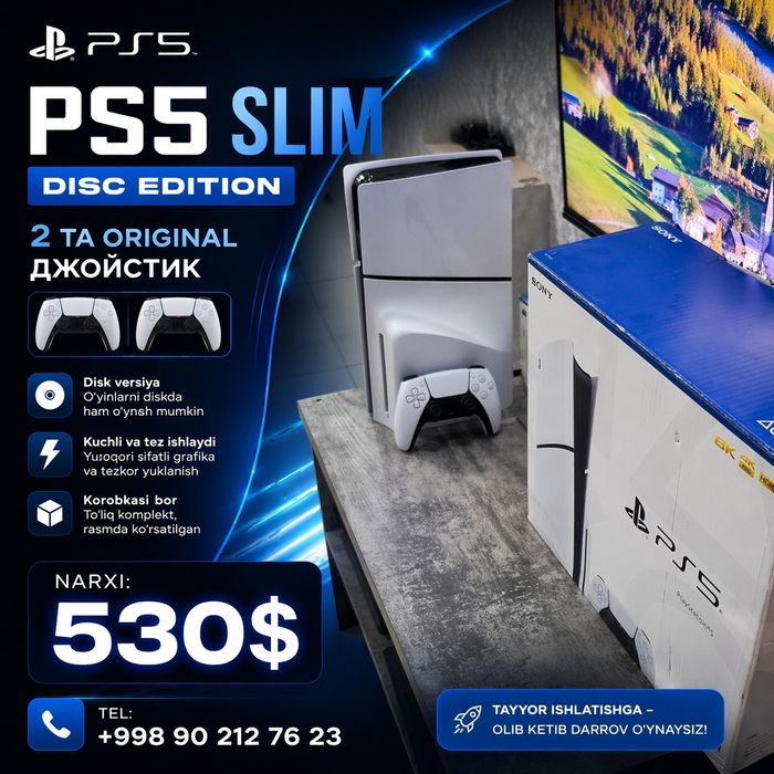 PlayStation 5 Slim 1TB (disc edition) Джойстик 2та / Играси бор