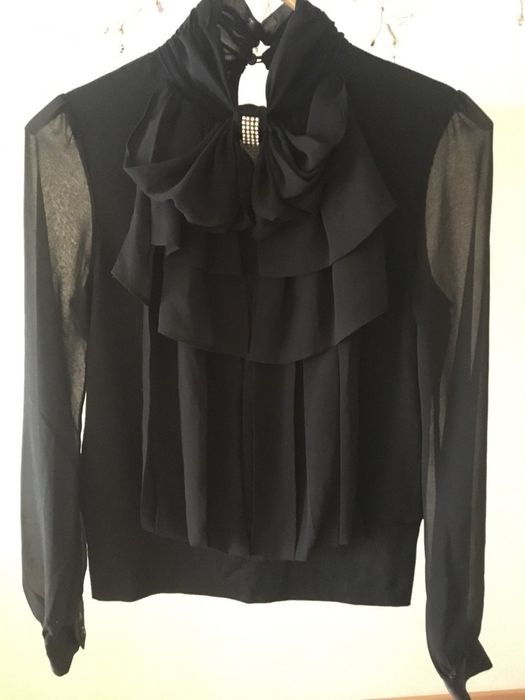 Черная блузка шифон+ трикотаж
