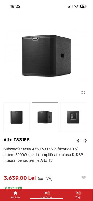 Vand boxe profesionale Alto 315 Ts 2000w.. Voluntari • OLX.ro