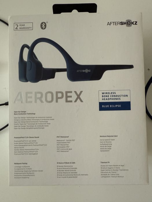 Casti audio waterproof Shokz - Aeropex - unisex, culoarea Blue Eclipse