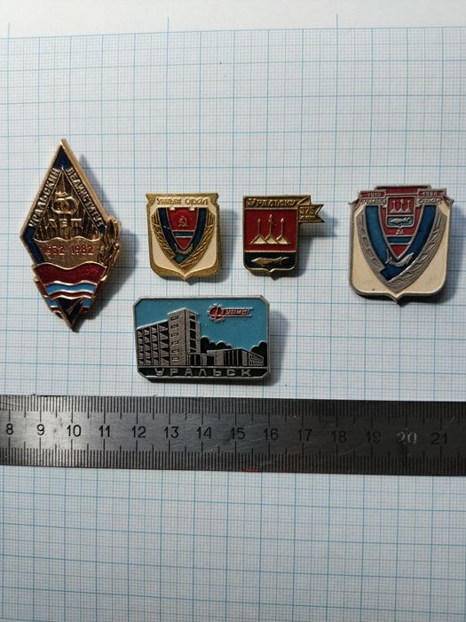 Значки, связанные с Уральском, СССР