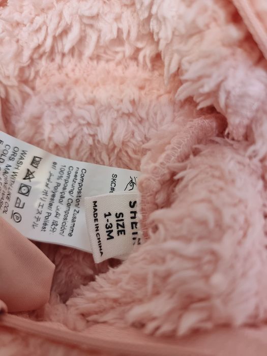 Combinezon plusat roz bebelusi fetite 0-3luni