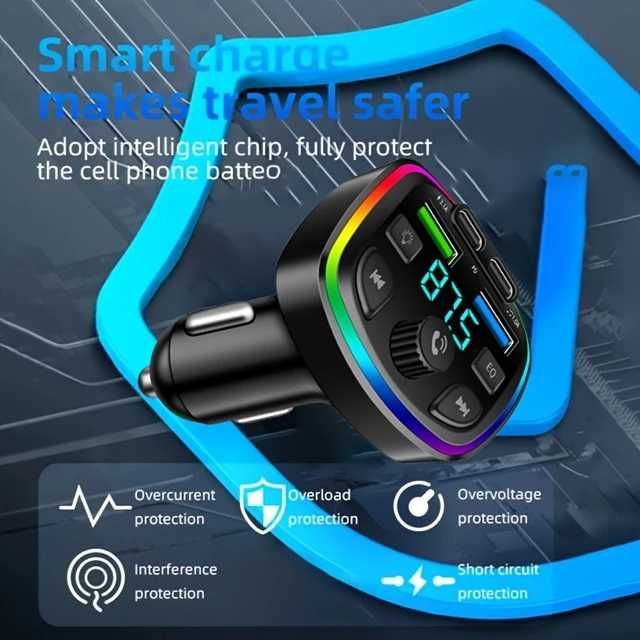 Блутут FM трансмитер Ouyaaqii, Волтметър 2хUSB заряднo GSM Bluetooth