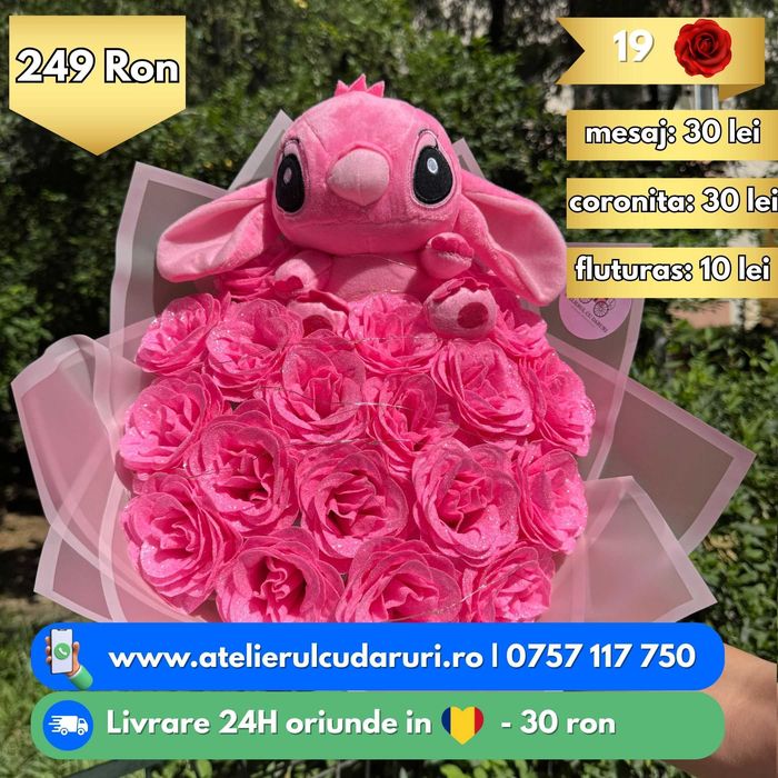 Buchete de flori cu Stitch si Angel | Livrare oriunde