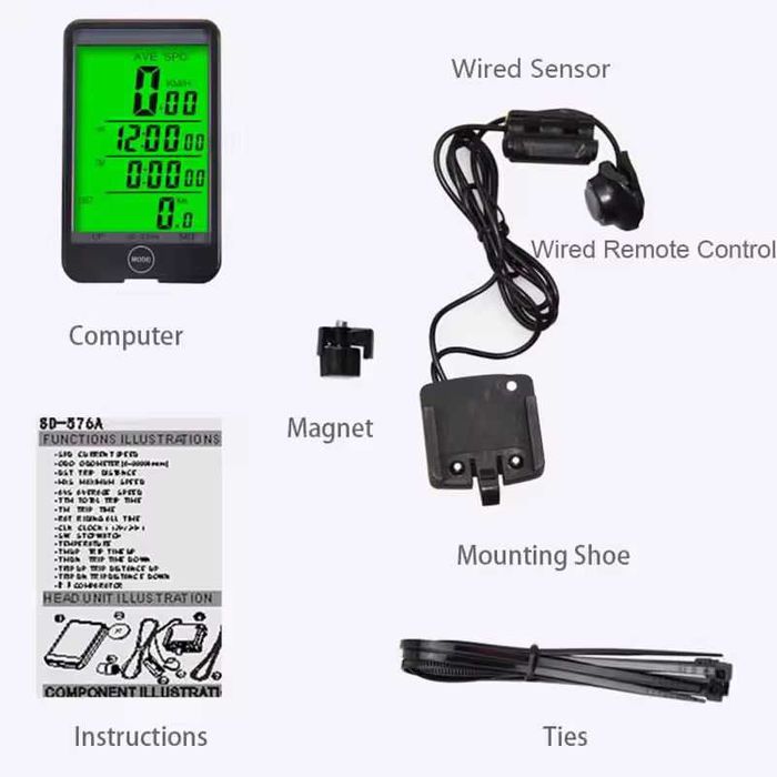 computer bicicleta cu fir cu 2 baterii cr2032 ciclocomputer