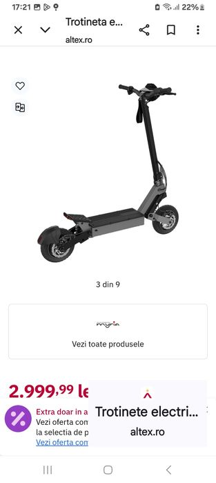 Vind trotinetă Electrică MYRIA  nou 2 ani garanție