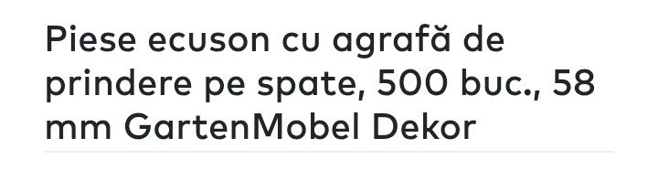Piese ecuson cu agrafă de prindere pe spate, 500 buc., 58 mm