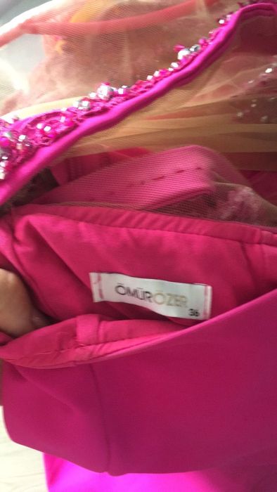 Официална цикламена рокля на две части