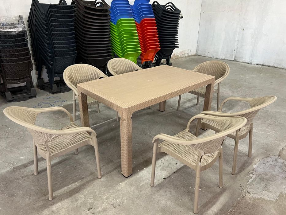 Супер здрав Градински комплект с6 стола и маса 90/150см