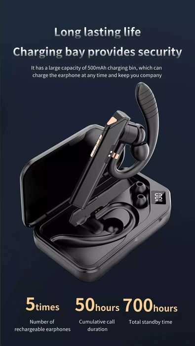 Casca bluetooth cu display in power bank carcasa profesionala