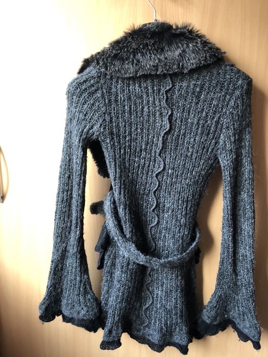 cardigan cu blanita si funda in talie/ croi frumos