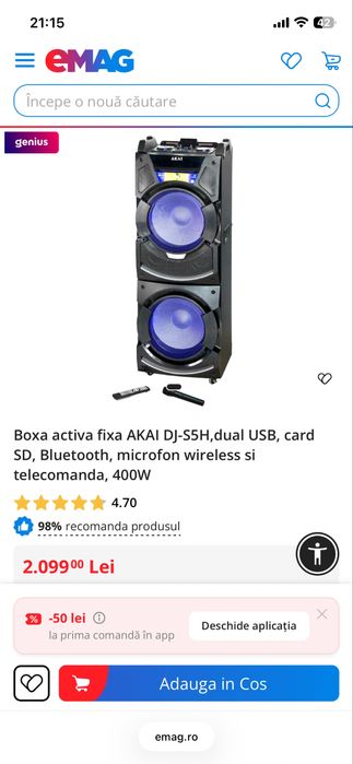 Boxă Akai este de 400 w
