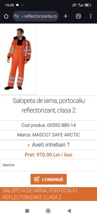 Salopeta iarna Reflectorizanta Mascot Safe  Arctic, cu eticheta.XL