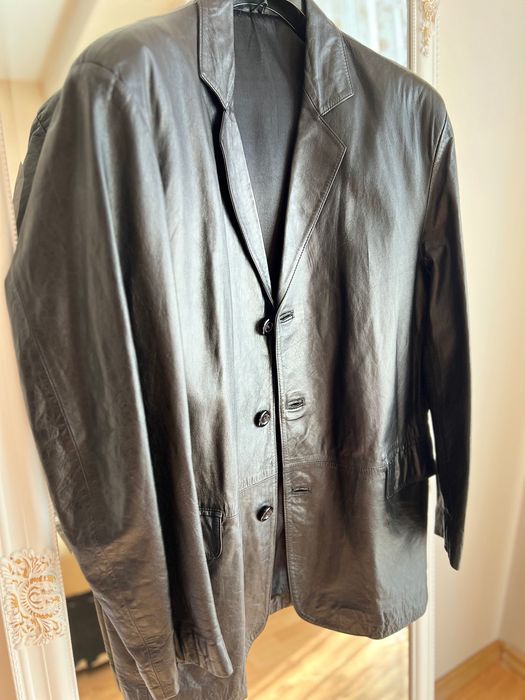 Мъжко кожено яке тип сако, размер XL, ръчна изработка, като ново