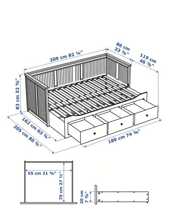 Divan IKEA Hemnes gri