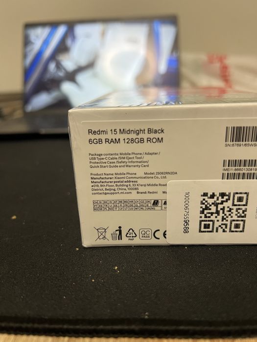 Redmi 15 6/128gb qora чёрный YENGI НОВЫЙ