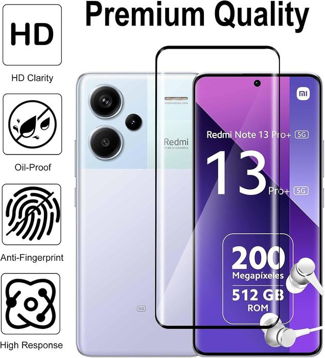 5D Извит Стъклен Протектор за Дисплей за Xiaomi Redmi Note 13 Pro+