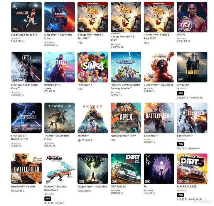 EA PLAY подписка на пс4/5 psplus игры на playstation