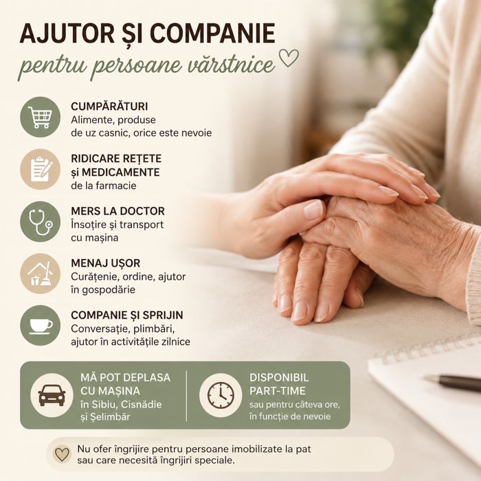Companie si sprijin pentru persoane in varsta