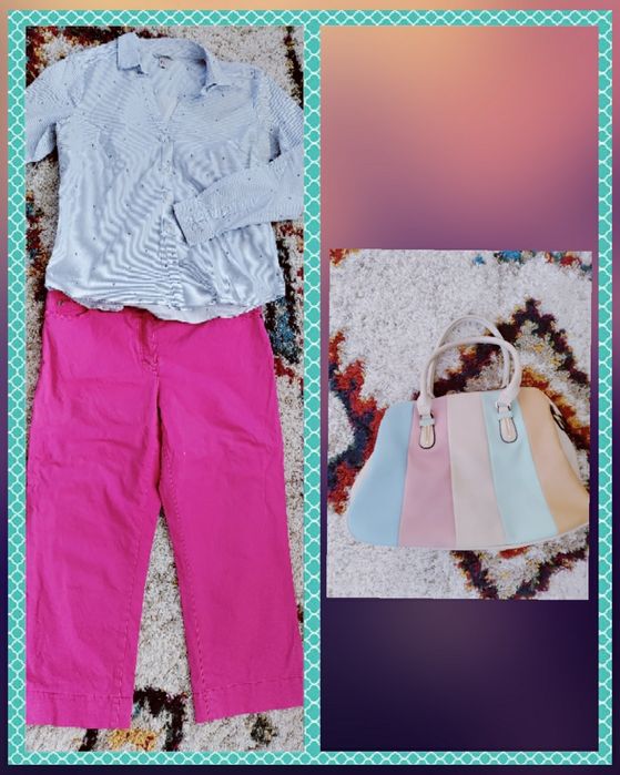 Set pantaloni 3/4 și cămașa h&m M/L, cadou poseta