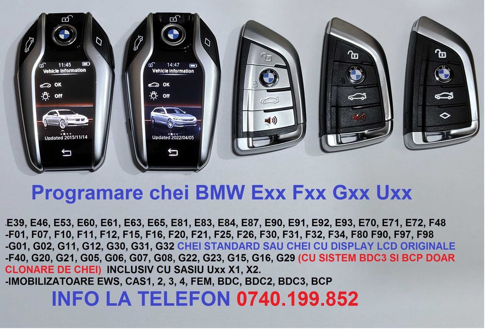 Cheie Chei BMW Cheie smart Cheie cu display clonare cheie Programare chei cheie BMW Exx Fxx Gxx Bmw E90 E60 F10 F15 F16 G30 G31 G01 G02 G11 G12 F90