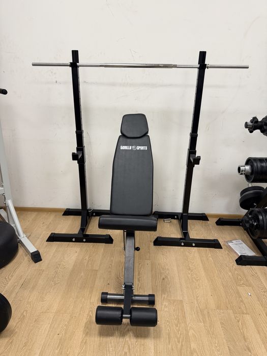 Set banca+Suport haltera pt. Piept si geno reglabile cu bara sau fara