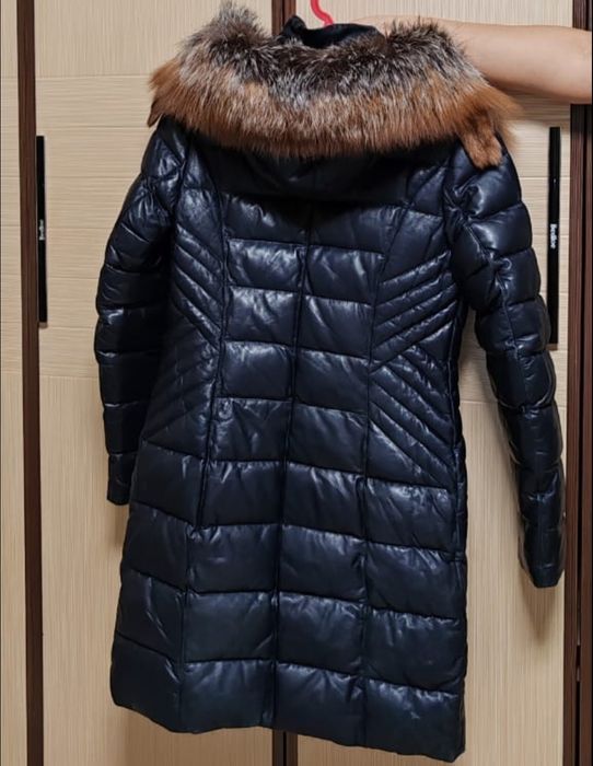 Кожанный пуховик