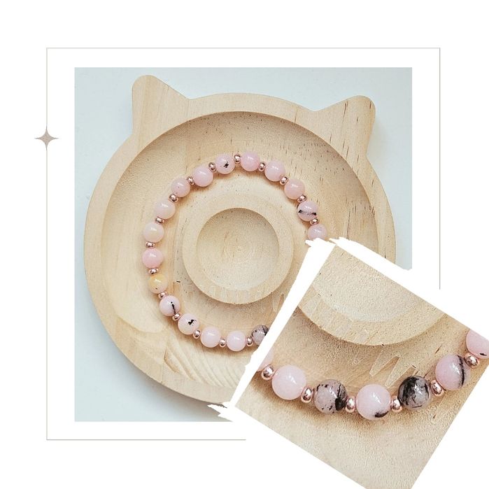 Ръчно изработени гривни с Розова ПРОМОЦИЯ  Кварц  и Шоушан
