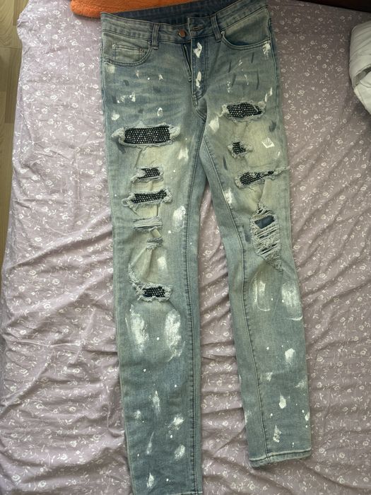 vand blugi albastrii swaroski crystal jeans