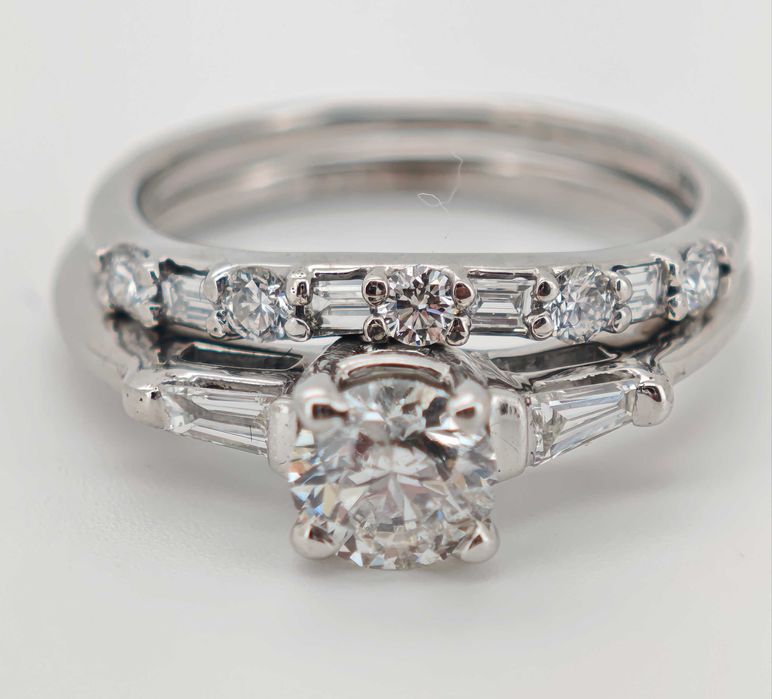 Inel aur 14k cu diamante si verigheta diamante 1.06ct