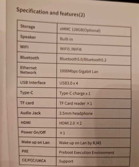 Mini PC Tableta 5,5" J4125 ram 8gb EMMC 128gb Touchscreen 2500 mAh NOU Sigilat