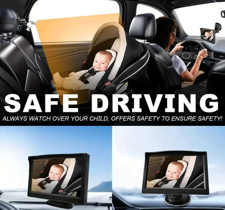 5" HD Видеокамера за кола, наблюдение на бебета и деца задната седалка