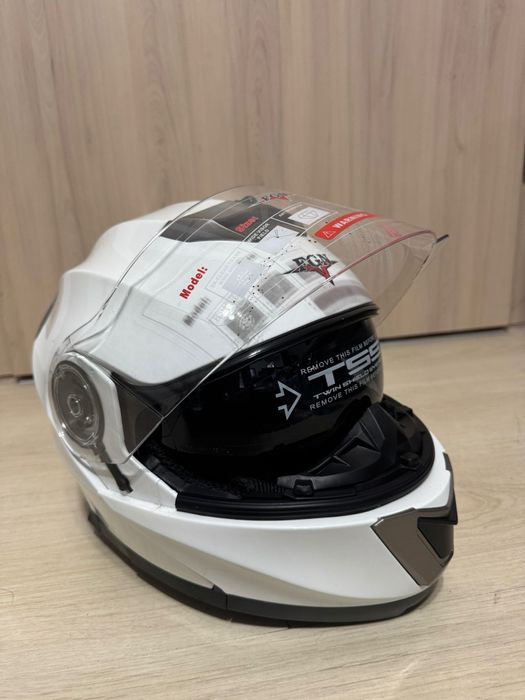 Casca moto atv flip-up FGN alb/negru lucios S M L XL XXL