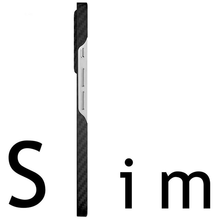 Калъф Genuine Carbon Apple iPhone 15/Pro/Max/черен, с отоврена камера