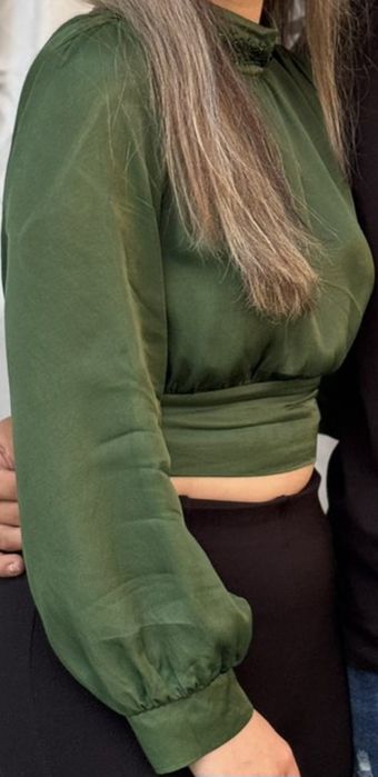 Зелена сатенена риза Zara