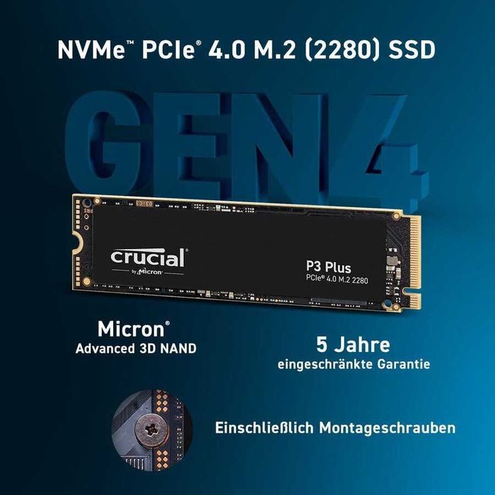 SSD Crucial P3 Plus NVMe M.2 4TB PCIe 4.0 X4 4000GB + case ORICO USB4 Solid State Drive GARANTIE 10.2030 CA NOU 2.92 TBW CT4000P3PSSD8