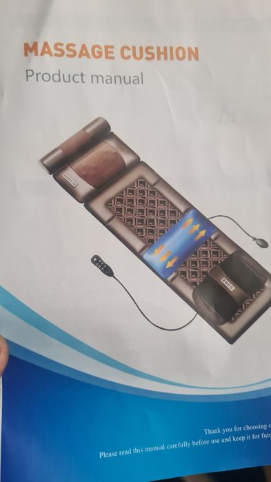 Saltea masaj electrică cu încălzire, 10 motoare, telecomandă