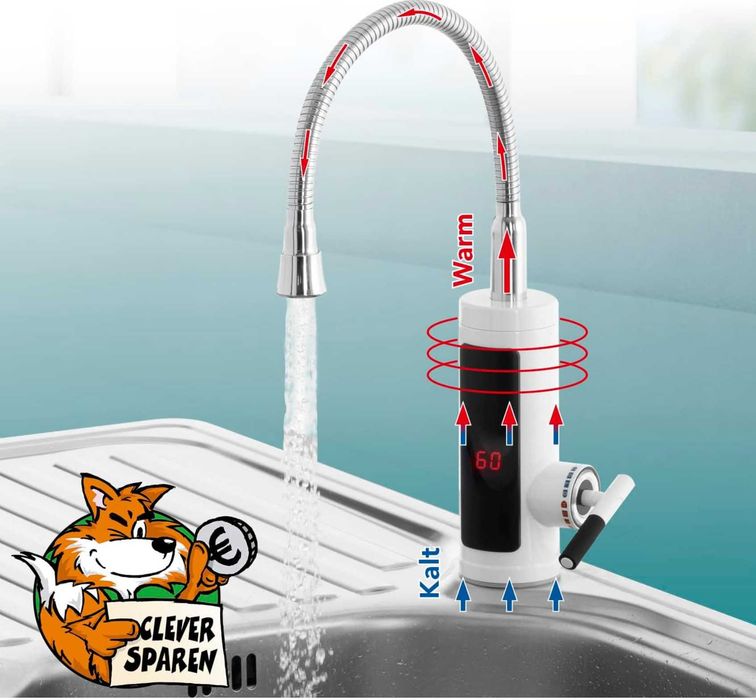 Смесител за топла и студена вода с проточен бойлер