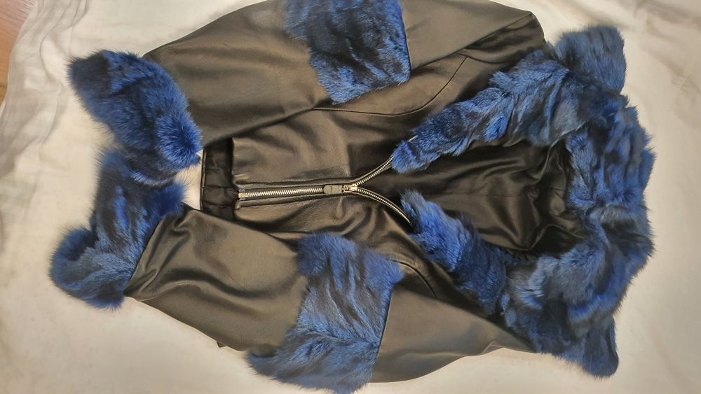 Кожено яке с яка S-M