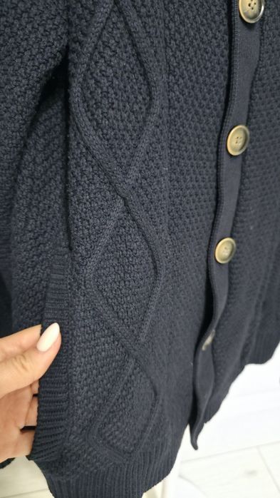 Cardigan/jacheta tricotata barbati, 50% lana, bleumarin Park Lane, M