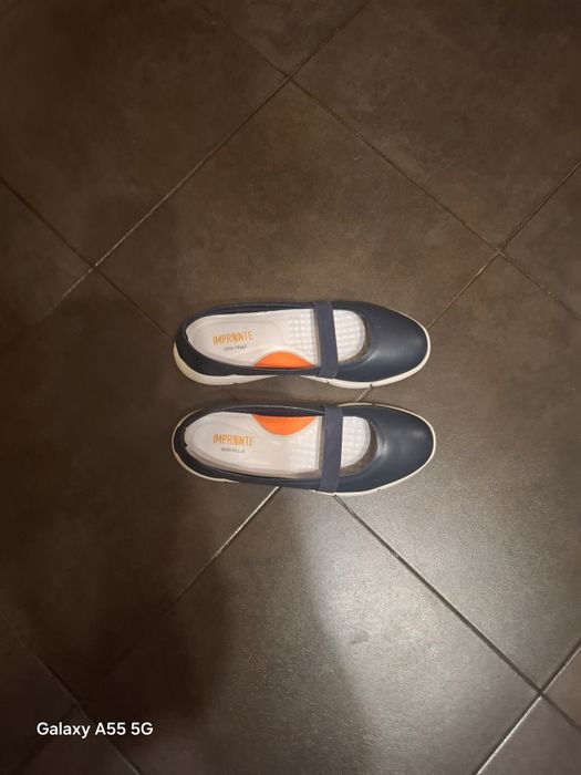 Уникални обувки, син цвят от естествена кожа