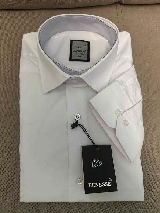 Нова мъжка бяла риза Slim Fit