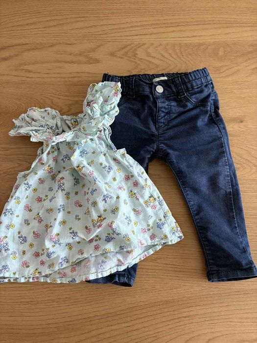 Benetton дънки и блуза 6-9 м