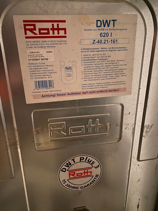 Rezervor motorina cu pereti dubli Roth DWT 620 L