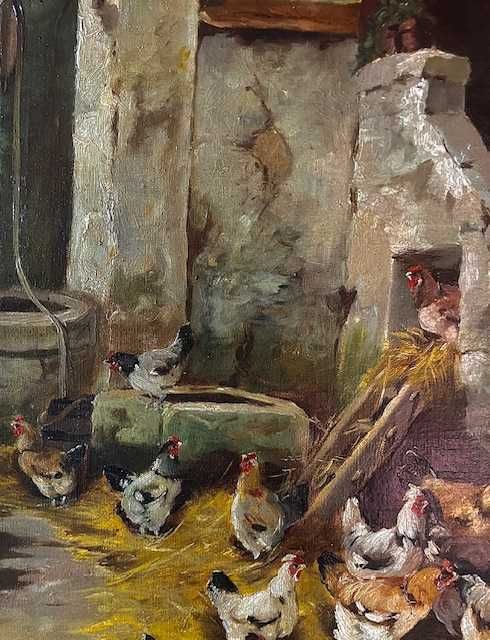 SUPERB,de COLECTIE! Tablou F, f vechi >100 ani, u/pz semnat, cca 90x75