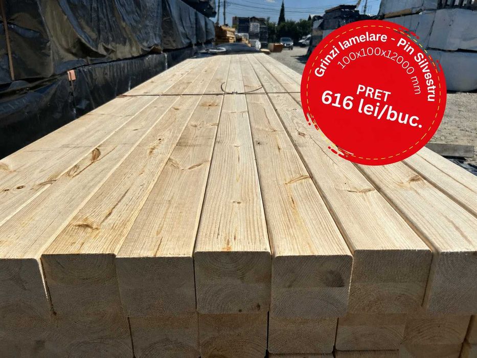 GRINZI LAMELARE - 12 metri - Pin Silvestru – 100X100X12000mm
