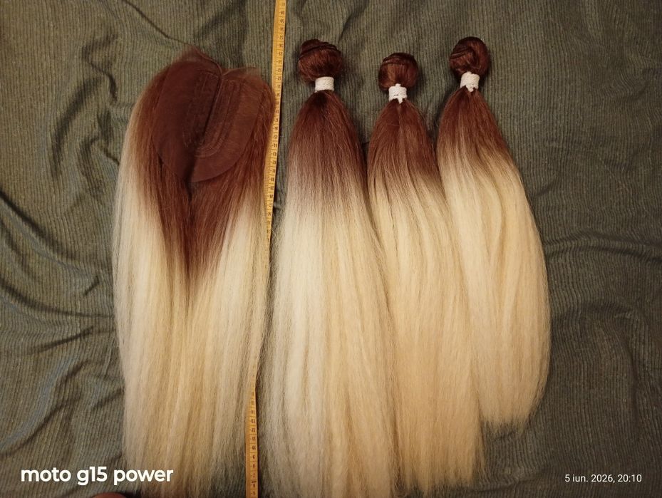 Extensii de cusut cu calotă blond saten 55 cm full head