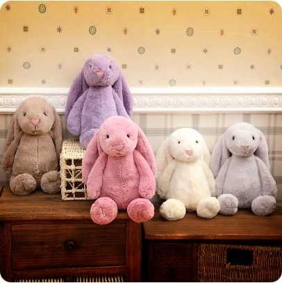 Плюшено зайче 30см, мека играчка с дълги уши, подарък за деца