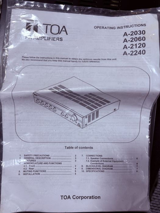 Amplificator PA marca TOA
